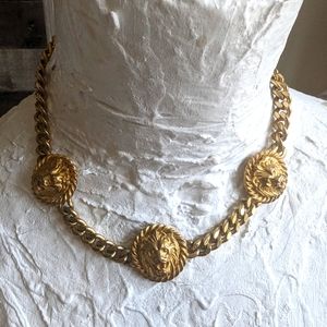 Yellow Gold Tone Chain Lions